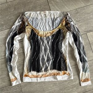 H&M Women's Long Sleeve Top - Black, White, Brown, Gold